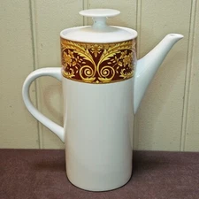 Lynns Fine China VALETTA RED Pattern 9” Coffee Pot w/Lid