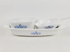 3 Corning Ware Cornflower Blue Pcs Roaster P-21 Casserole A-1 1/2-B Pan P-83-B