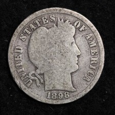 1898 Silver Barber Dime GOOD FREE SHIPPING 