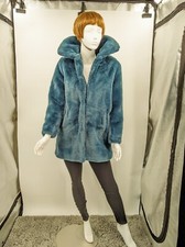 Christian Siriano Teal Faux Fur Jacket Coat Women’s Small