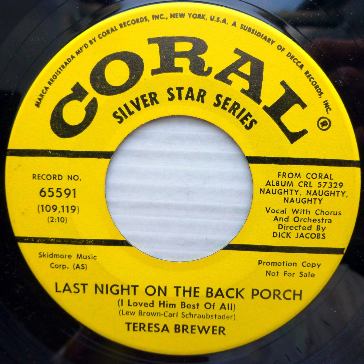 Teresa Brewer 45 Last Night On The Back Porch Be My Little Baby