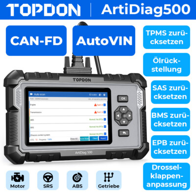 TOPDON ArtiDiag500 2.0 KFZ OBD2 Diagnosegerät Scanner 6Services 4System CAN FD