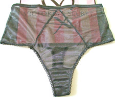 VICTORIA'S SECRET DREAM ANGELS High Waist Thong Panty VS Black Shine Mesh S M