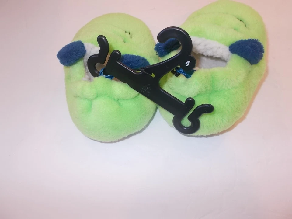 Green Monster Toddler/Infant Boy Size 4 Soft Plush Slippers - Image 4 of 4