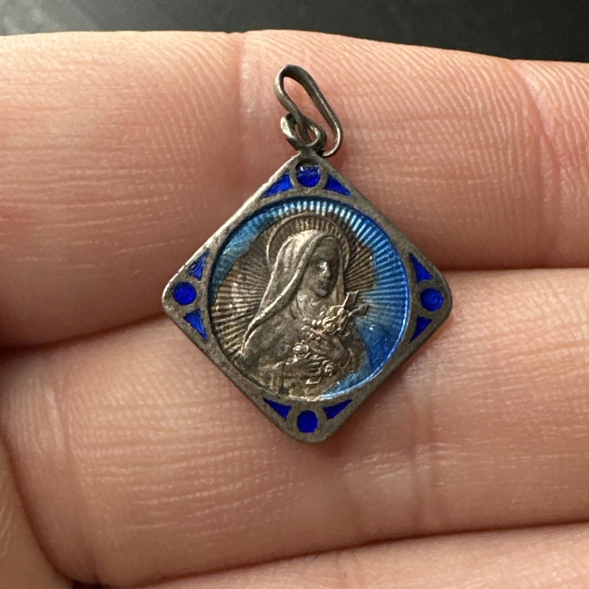 Pendentif Ancien Argent Massif 925 - Style Art Déco / Religieux - Occasion