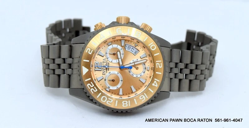 INVICTA Pro Diver Chronograph Titanium and Rose Gold Quartz Watch 