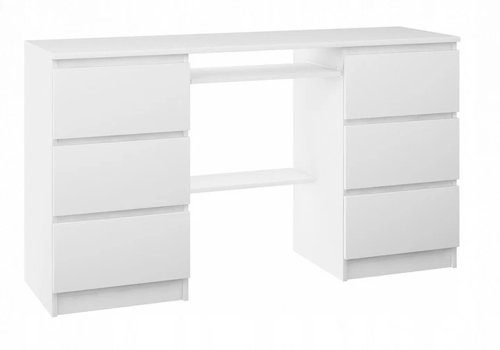 Schreibtisch Weiß Eiche mit Schubladen Computertisch Bürotisch Arbeitstisch Holz - Bild 2 von 4