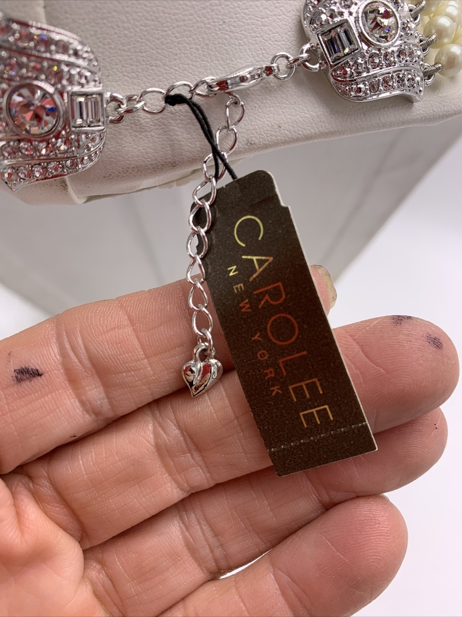 大ぶり　Carolee ネックレス VTG $ 125 CAROLEE SILVER TONE R0W PEARL TORSADE 19