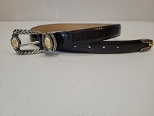 Brighton Museum Collection 1995 Black Leather Belt, Sphinx  Pegasus Accents