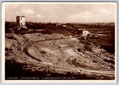 Siracusa Teatro Greco IL Koilon Visto Dall Alto Italy RPPC Real Photo Postcard