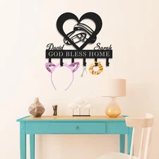 Custom Key Holder Wall Mount,Personalized Wedding Anniversary House Warming Gift