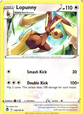 2022 POKEMON TCG SILVER TEMPEST LOPUNNY 145/195 COMMON CARD | eBay