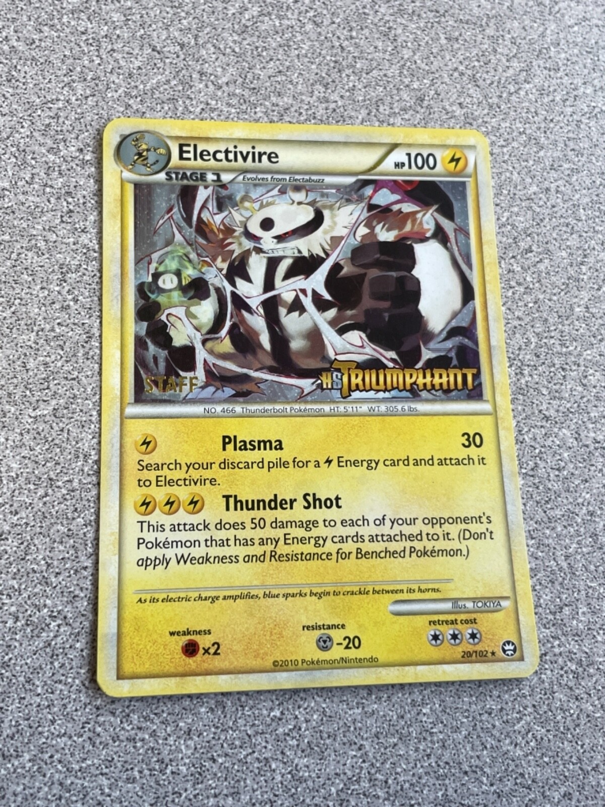 Electivire - 20/102 - Staff Holo Promo (HGSS Triumphant NM Promo Pokemon