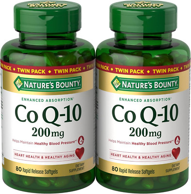 Coq10 200 Mg Softgels, Heart Health & Cellular Energy Support, Twin Pack, 160...