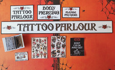 TATTOO PARLOUR SET shop signs poster design book dolls house miniature 1:12th