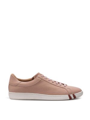 Bally Rosa Gehämmerte Leder Sneaker. Frontschnürung mit Schnürung Ton...