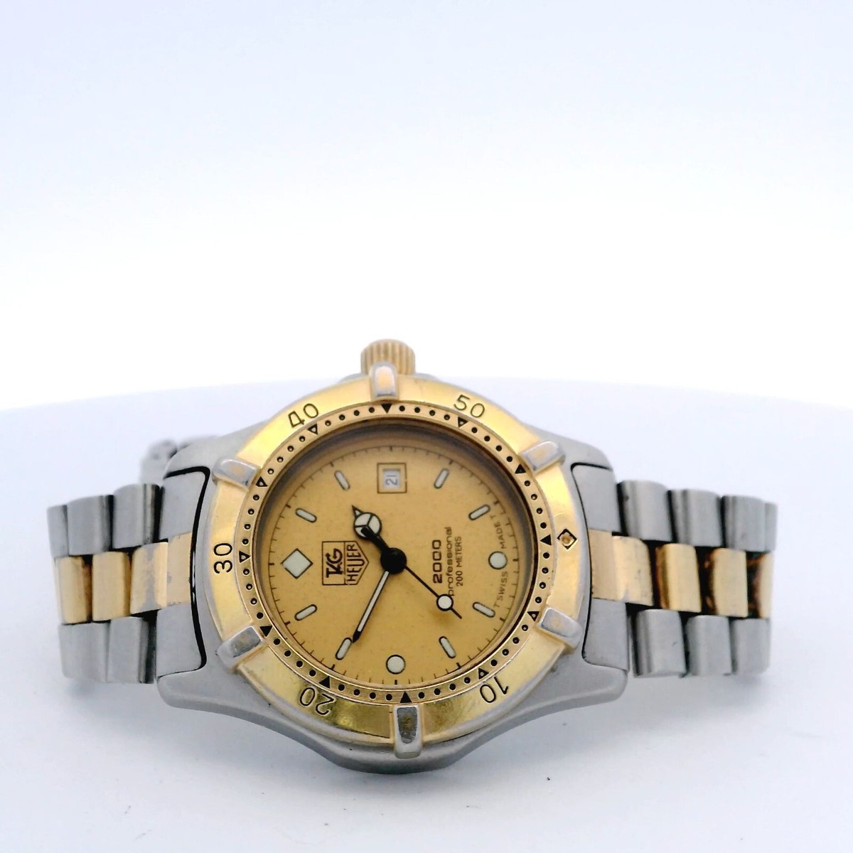 Tag Heuer 2000 Professional 200M Stainless Steel Gold Dial Watch w
