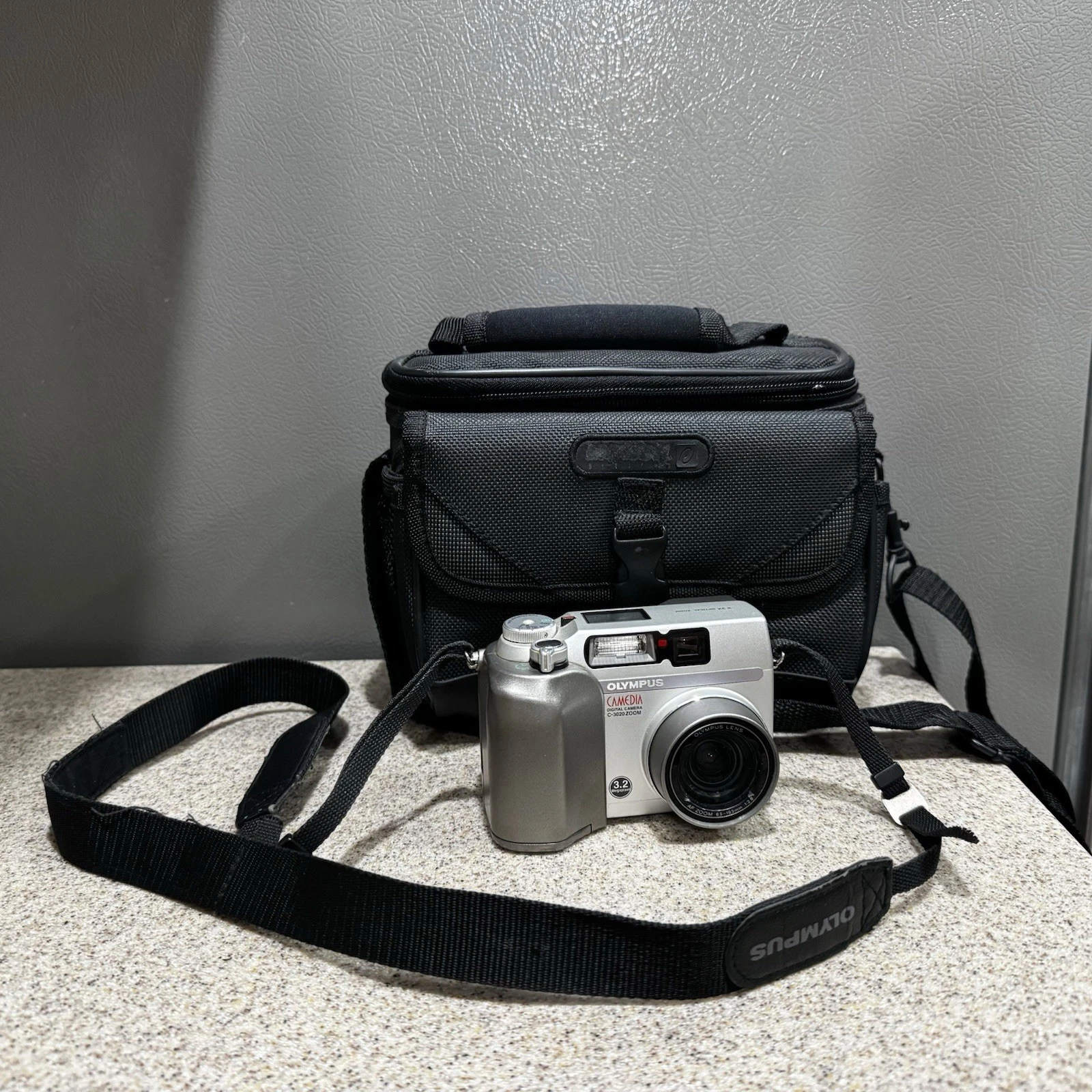 Vtg Olympus C-3020 Zoom 3.2MP Silver Digital Camera & Case Tested Works!