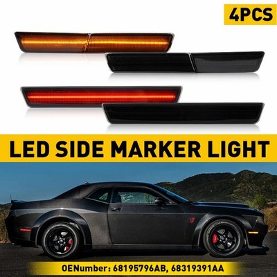 Fits 18-22 Dodge Challenger SRT LED Side Marker Widebody Front & Rear Light 4pcs