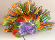 Rainbow Mohawk Wig Synthetic Halloween Costume Punk Style Cosplay Neon Colors