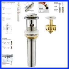 Bathroom Sink Stopper, with Overflow Hole, Brushed Nickel
