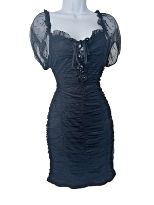 Haute Monde Corset Bodycon Dress Sheer sleeves whimsigoth fairy grunge  milkmaid | eBay