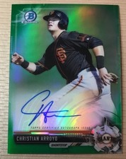 2017 Bowman Chrome Christian Arroyo Prospect Green On Card Auto Chrome RC #/99!