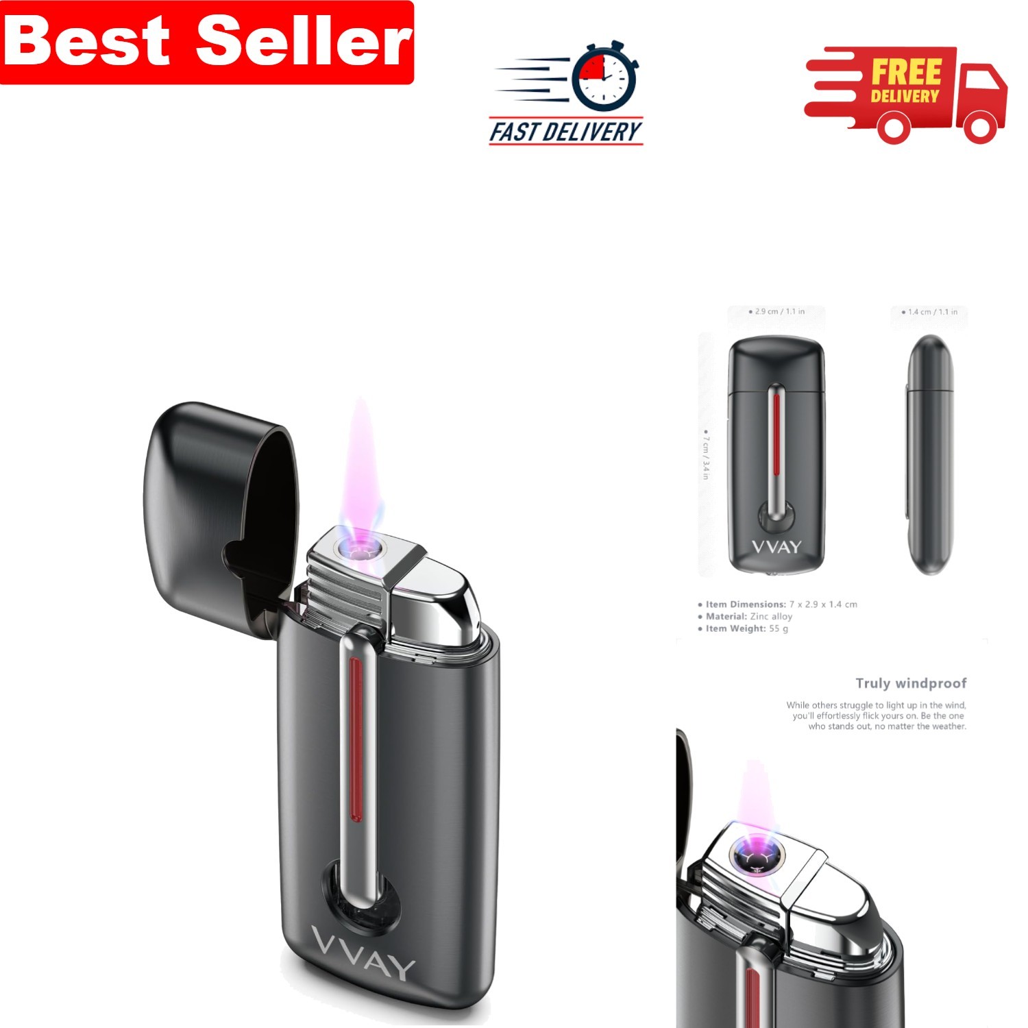 Compact Metal Jet Flame Lighter: Windproof, Refillable & Perfect for Gifting