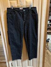 Black Dark Gray Wash Denim Jeans Pants Eileen Fisher L Cotton Blend EUC Ankle