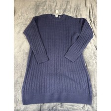 GAP Womens Navy Blue Cable Knit Crew Neck Long Sleeve Sweater Dress XS NEW