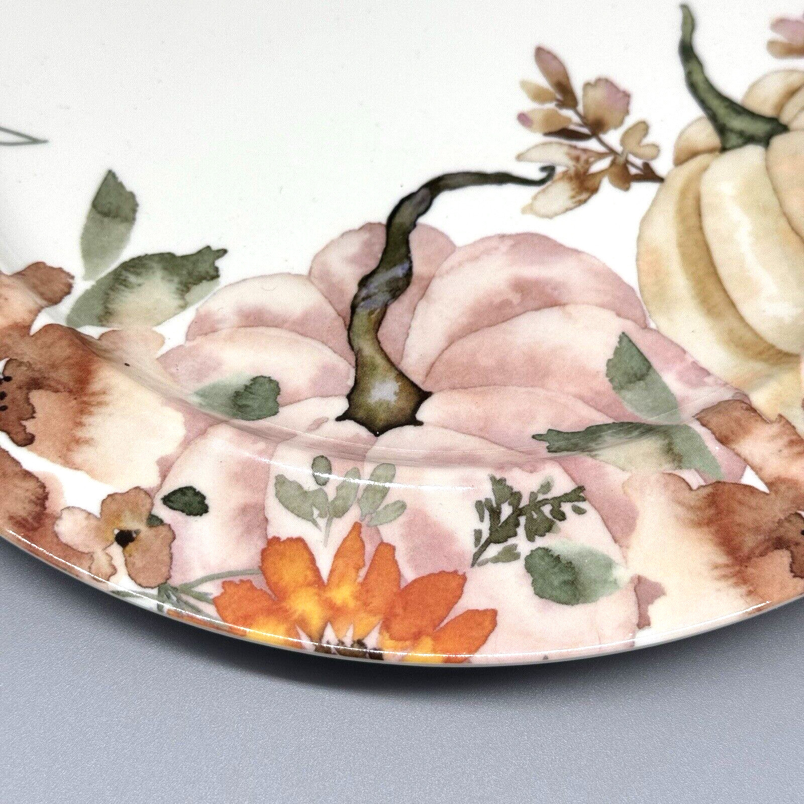 8pc Shabby Chic Pumpkin Fall Floral Melamine Dinner Salad Plate Set Thanksgiving
