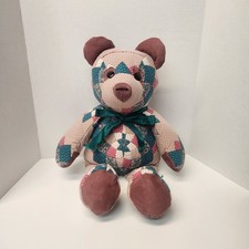 Quilted Teddy Bear Vintage 90's Handmade Patchwork 20  Plush