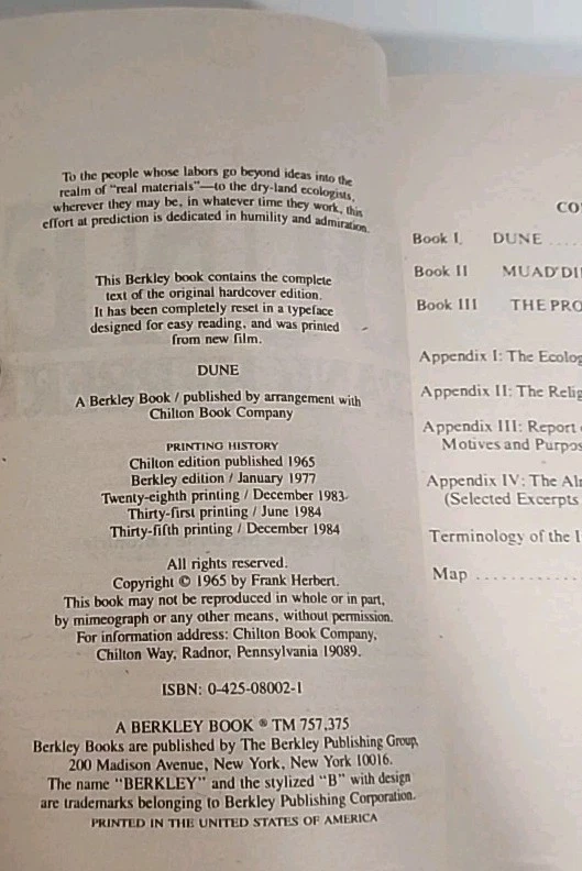 Dune by Frank Herbert (1984 Movie Tie-in Edition Paperback Book) First Edition - Imagem 4 de 4