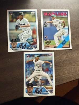 3 Card RC Lot / 2023 Topps Update Eury Perez Base, Rookie Debut & 1988 Insert