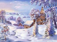Diamantmosaik-Winterkirche Im Schnee, Kreative Stickerei, 30 X 40 Cm