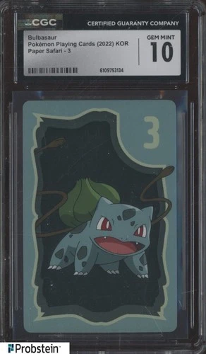 2022 Pokemon Korean Playing Cards Paper Safari 3 Bulbasaur CGC 10 GEM MINT