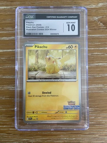 Pokémon TCG Pikachu Illustration Contest 2024 Winner 214 Black Star Promo CGC 10