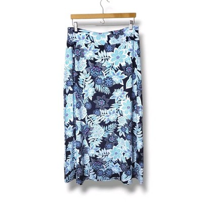 Talbots Tropical Floral Maxi Skirt Size LP A-Line Jersey Knit