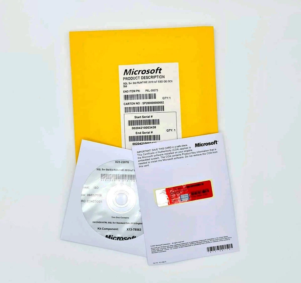 SQL Server 2019 Standard DVD + Sticker Key + 16 Core, 5 CALs - Image 2 of 2