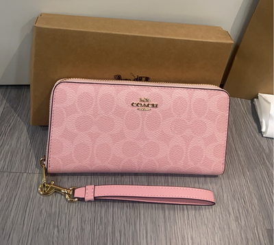 NEW Coach Long Zip Around Wallet In Signature Canvas CW778 Powder