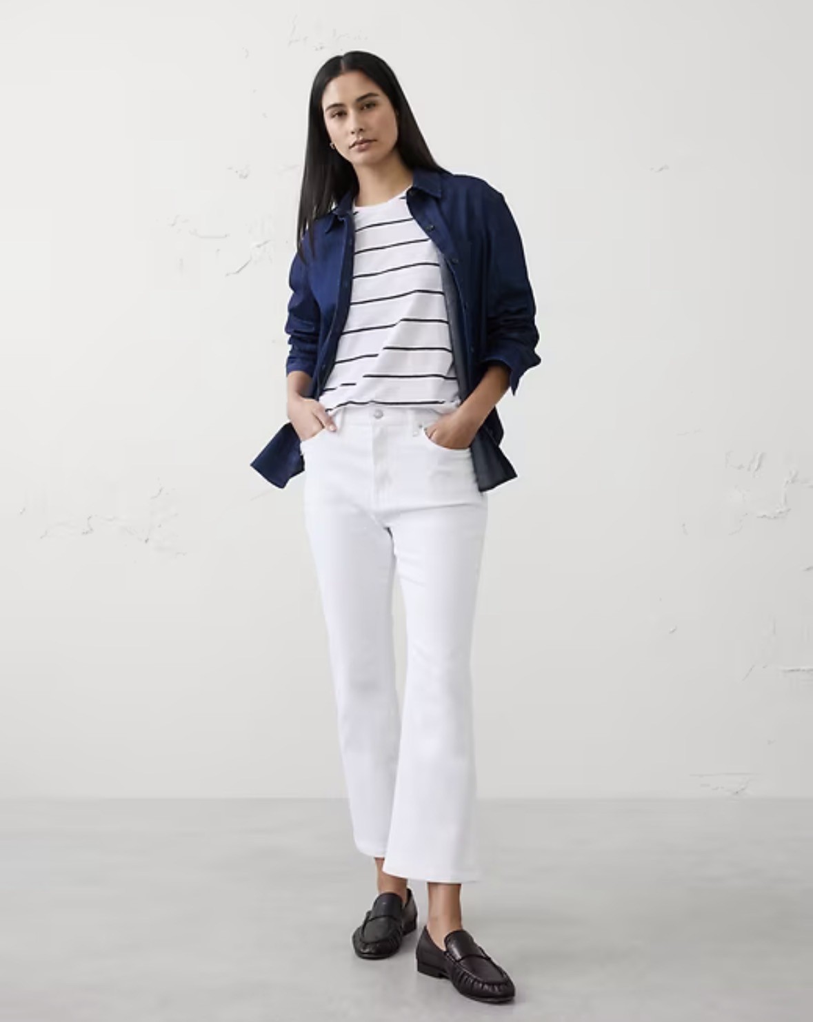 Banana Republic Women's 26/2 White Bootcut Jeans Stretch Denim High Rise