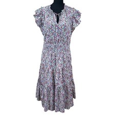Lauren Ralph Lauren NWOT Pink Violet Floral Cottagecore Crinkle Dress Size 14