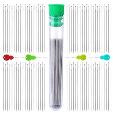 Beading Needles Straight 50pcs 55mm with Needle Bottle Threaders for Jewelry New