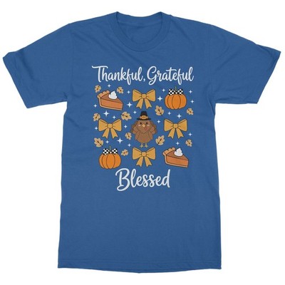 Thankful Grateful Blessed Turkey Thanksgiving 2025 Unisex T-Shirt