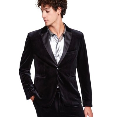 Tinsel Men's Regular-Fit Velvet Suit Jacket - Deep Black Size M - NWT