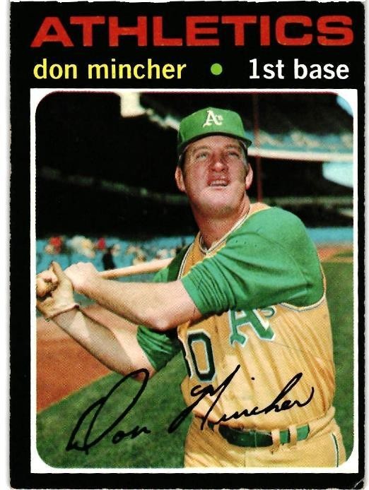 1971 TOPPS SHORT PRINT HIGH # 680 - DON MINCHER - OAKLAND ATHLETICS - EX