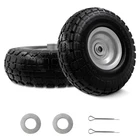 10-Inch Solid Tire 4.10/3.50-4 5/8" Bearings for Wheelbarrows - Flat Free