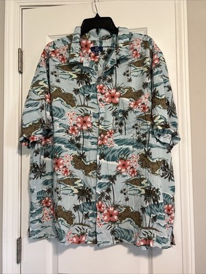 George Men s 2XL Floral Tropical Island Hawaiian Button Up Short Sleeve Shirt