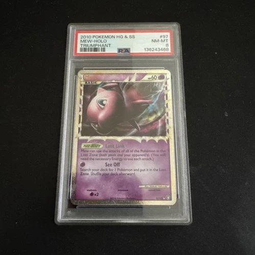 2010 Pokemon card Triumphant Mew Prime #97  Rare Holo PSA 8
