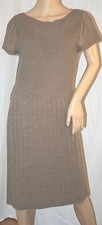 SANGRIA KNIT LONG SWEATER DRESS SHORT SLEEVE BEIGE L